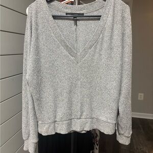 White House Black Market Gray V-Neck Sweater